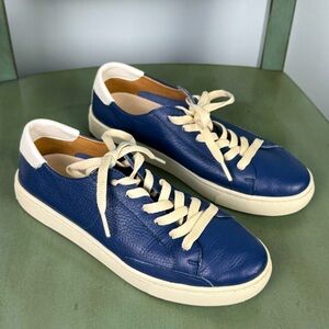 Soludos Leather Lace-Up Sneakers - Ibiza-Marine Blue-size: 7.5